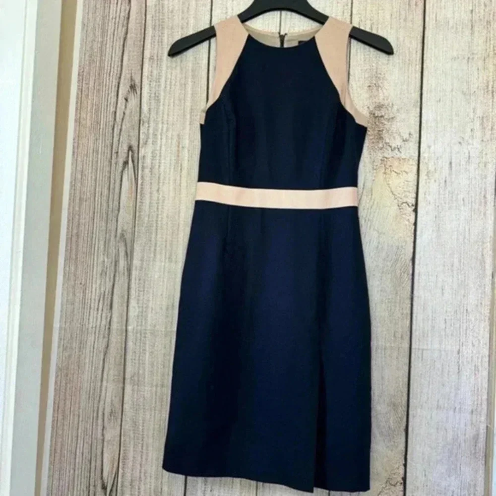 J.Crew Womens Navy Crepe Gwen Sleveless wool dress size 2